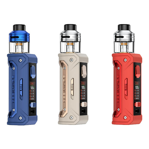 Geek Vape Aegis Eteno E100 Kit in blue, beige, and red colours
